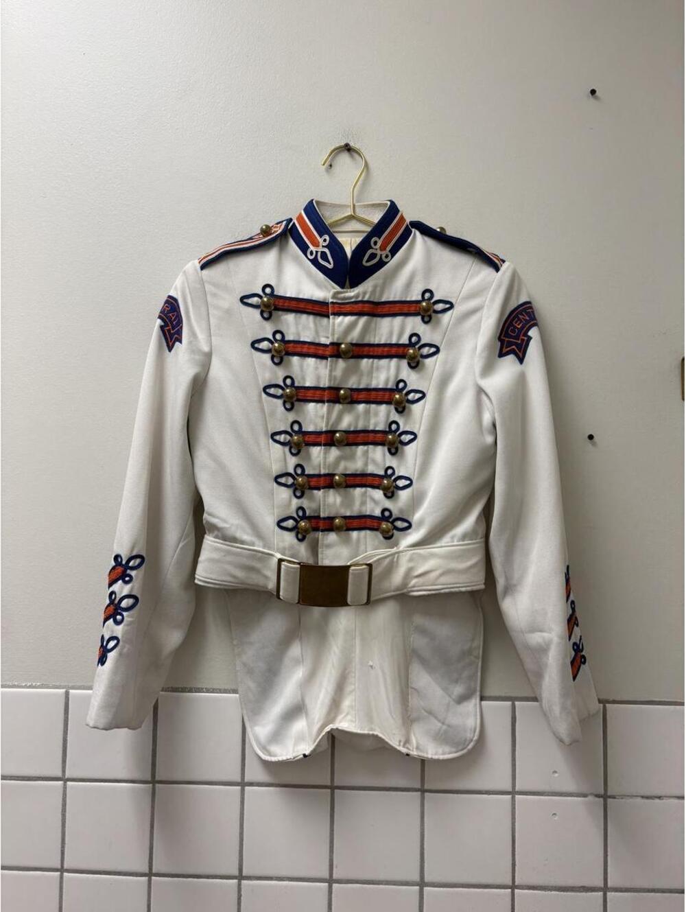 Late 1980s White and Multicolor marching band/neopolitan uniform  Jacket